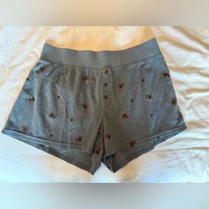 Toad&Co Women's waffle knit shorts with Brown Floral Accents